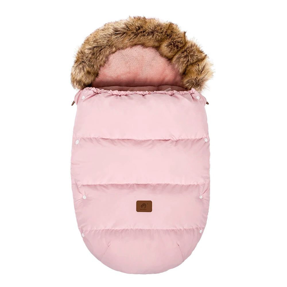 Stroller Footmuff Outdoor Winter Baby Warm In Pram Removable Thicker Windproof Fur Collar Baby Envelope Stroller Accessories