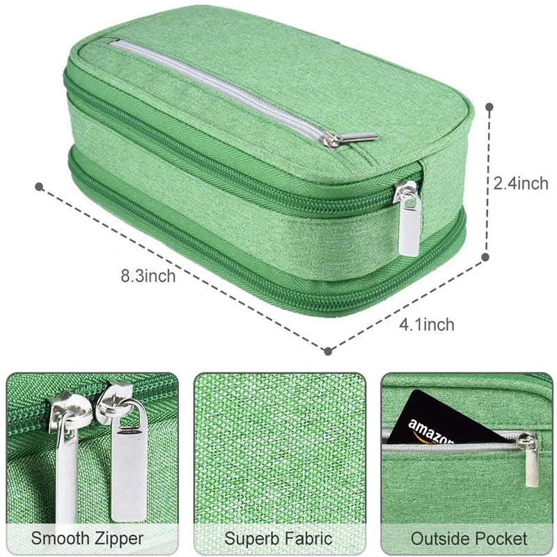 Big Capacity 3 Rooms Pencil Case Storage Bag Pen Pocket Zipper Canvas Storage Bag Learning Office Stationery Pencil Box