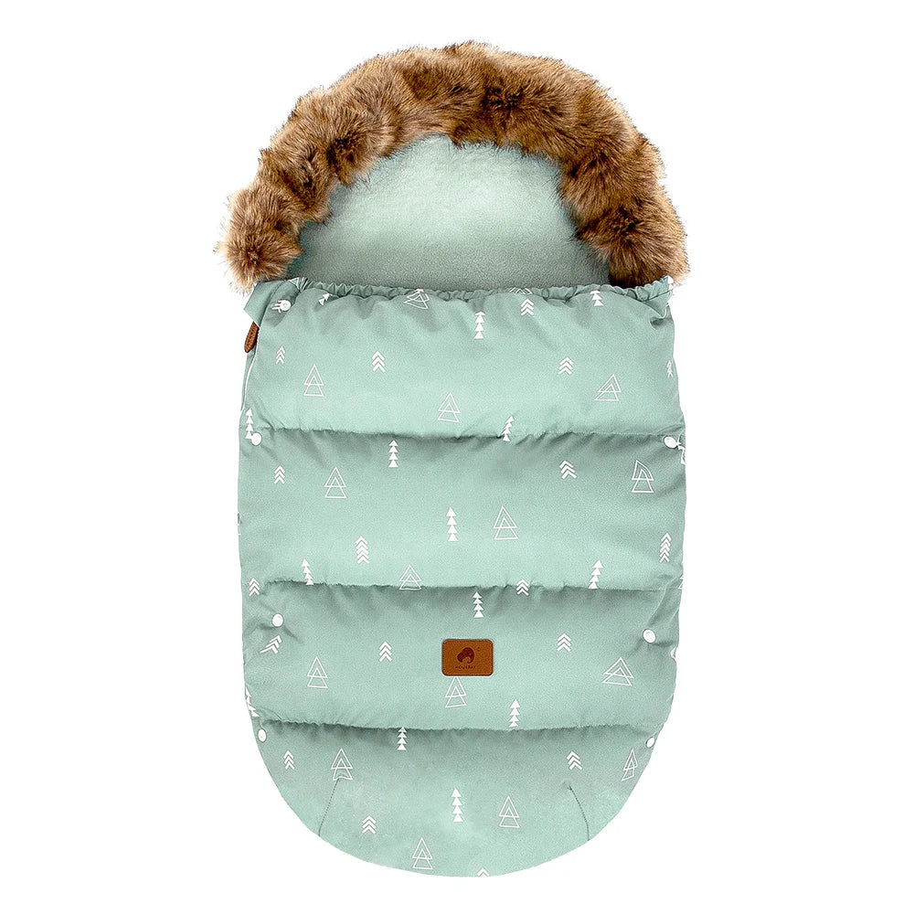 Stroller Footmuff Outdoor Winter Baby Warm In Pram Removable Thicker Windproof Fur Collar Baby Envelope Stroller Accessories