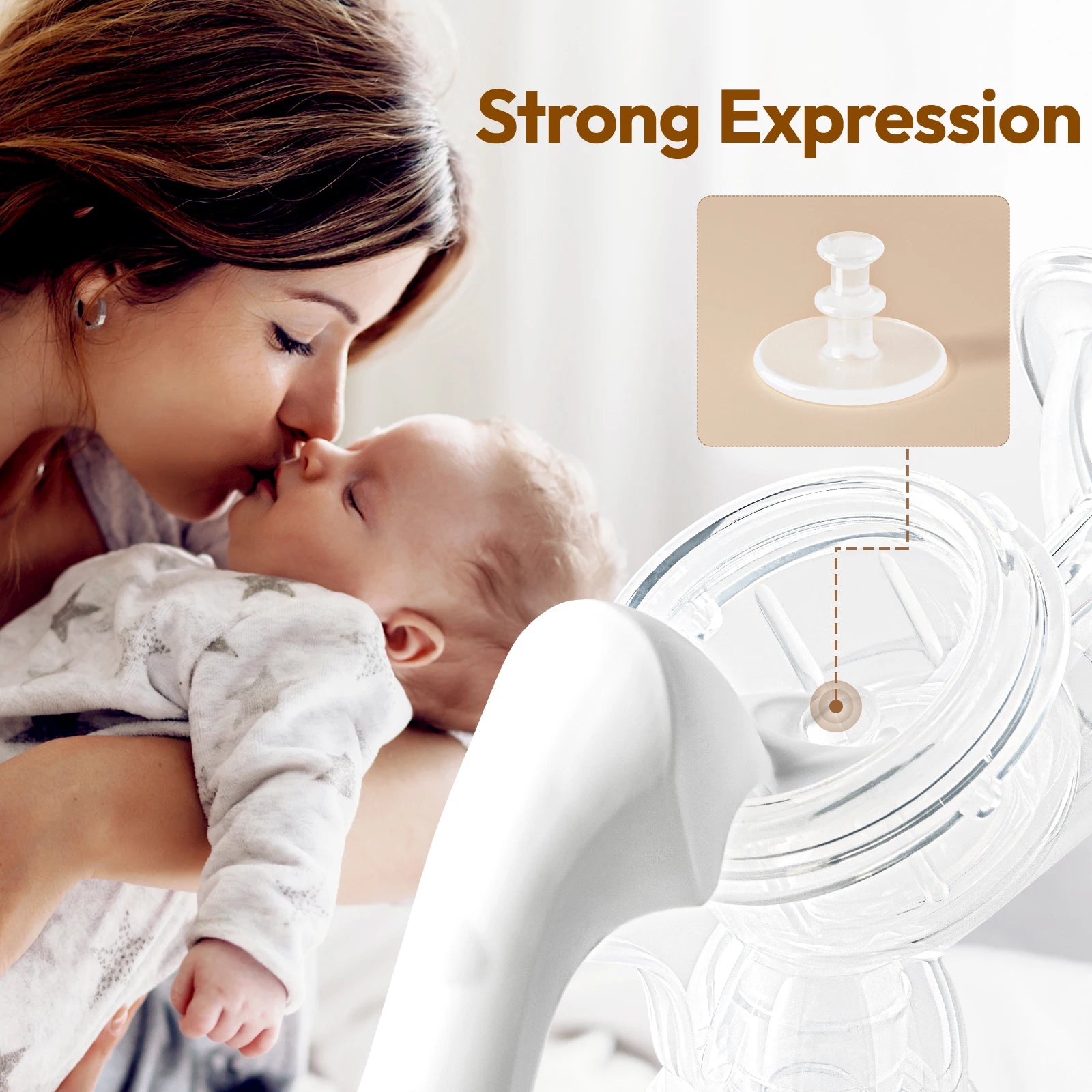 NCVI Manual Breast Pump, White Anti Reflux Design, Silent 2-Level Suction Selection, 4oz ,20mm Silicone Soft Flange,BPA Free