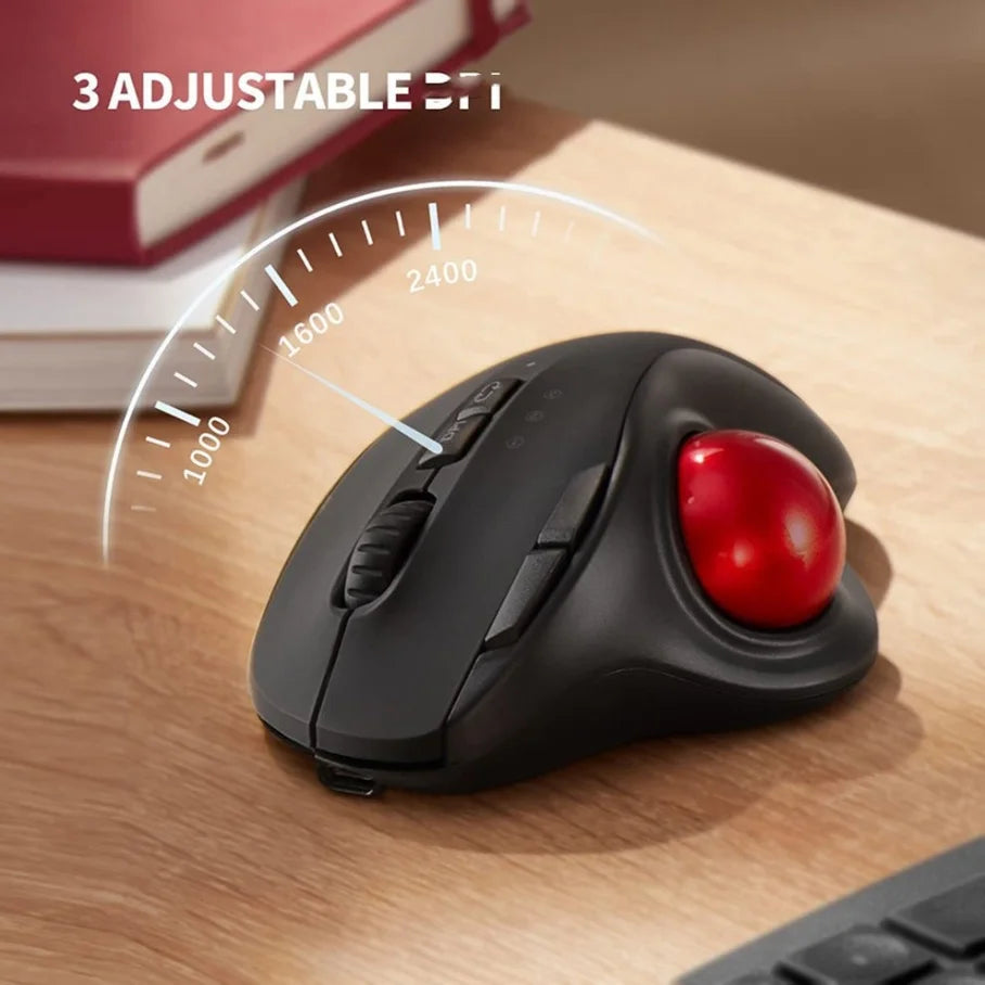 Wireless USB Trackball Mouse 2400DPI Rechargeable Ergonomic Right-Handed Mouse for PC Laptop-in Stock