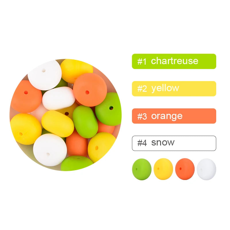 LOFCA 10pcs Abacus 19mm Silicone Teething Beads Beaded Necklace Silicone BPA Free Food Grade Chew Bead Baby Pacifier Chain