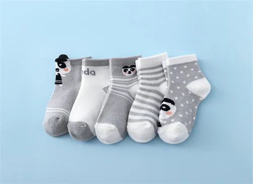Lawadka 5Pairs/set New Summer Thin Newborn Baby Boys Girls Socks Cotton Infant Floor Sock Casual Cartoon Toddler 0-24Month