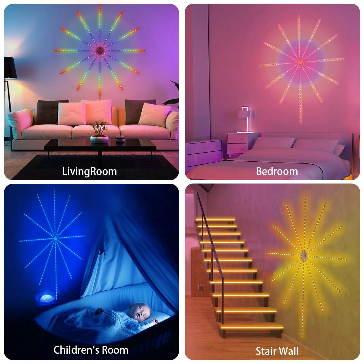USB Powered Dream Color RGB RGBIC Smart App Remote Control Electronic String Wall Stripes Changing LED Firework Lights