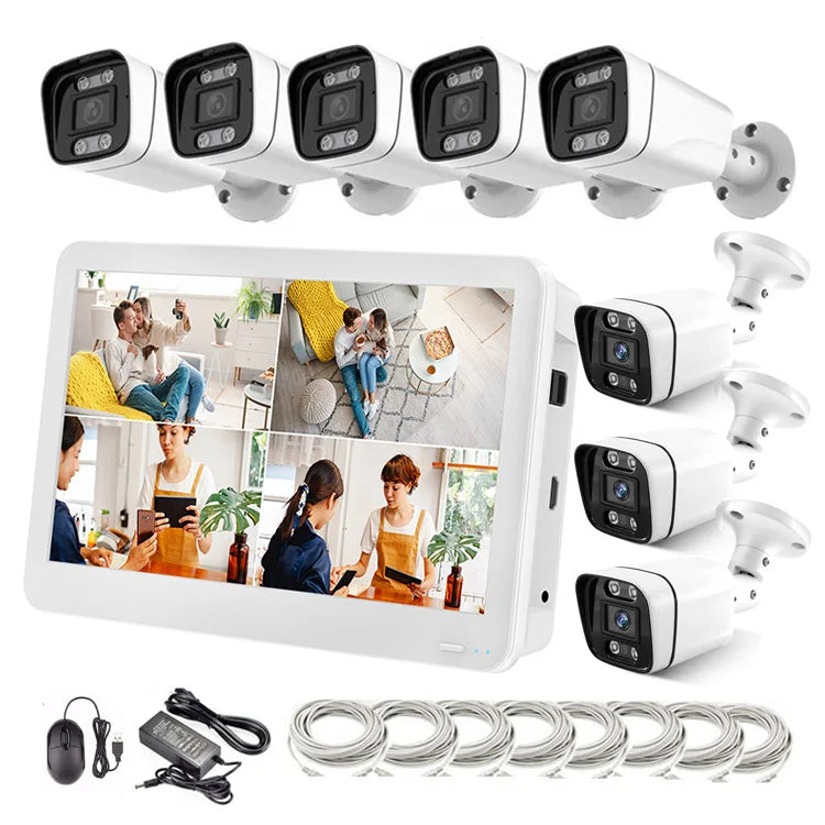 11.6 Inch Screen Monitor 8CH 4K POE NVR CCTV Kit 8 Cameras 8MP Outdoor IP 8CH Security System