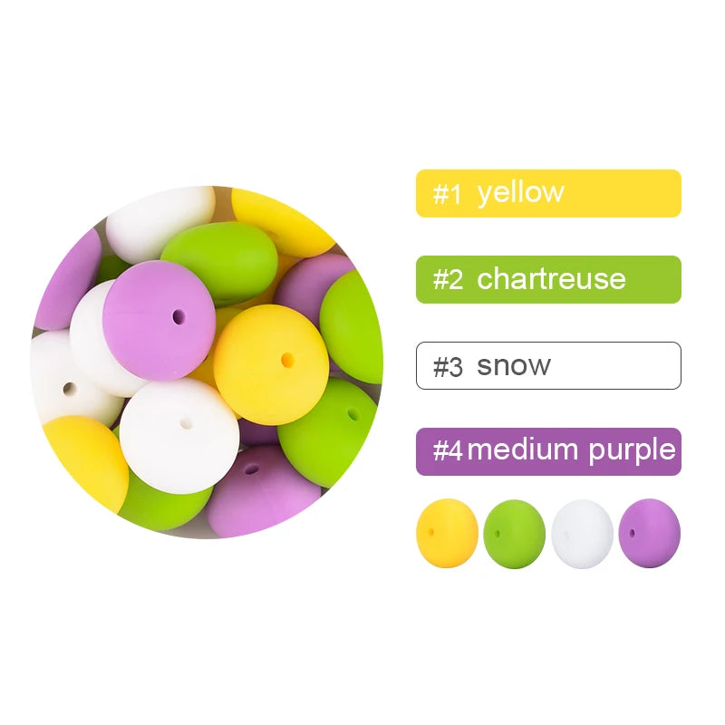 LOFCA 10pcs Abacus 19mm Silicone Teething Beads Beaded Necklace Silicone BPA Free Food Grade Chew Bead Baby Pacifier Chain
