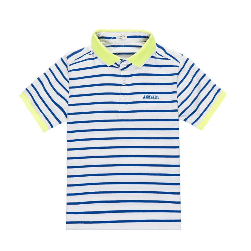 Summer Fashion 110-165 cm 4 6 8 10 12 14 Years Teenager Child 100% Pure Cotton Short Sleeve Stripe T-Shirt For Kids Baby Boy