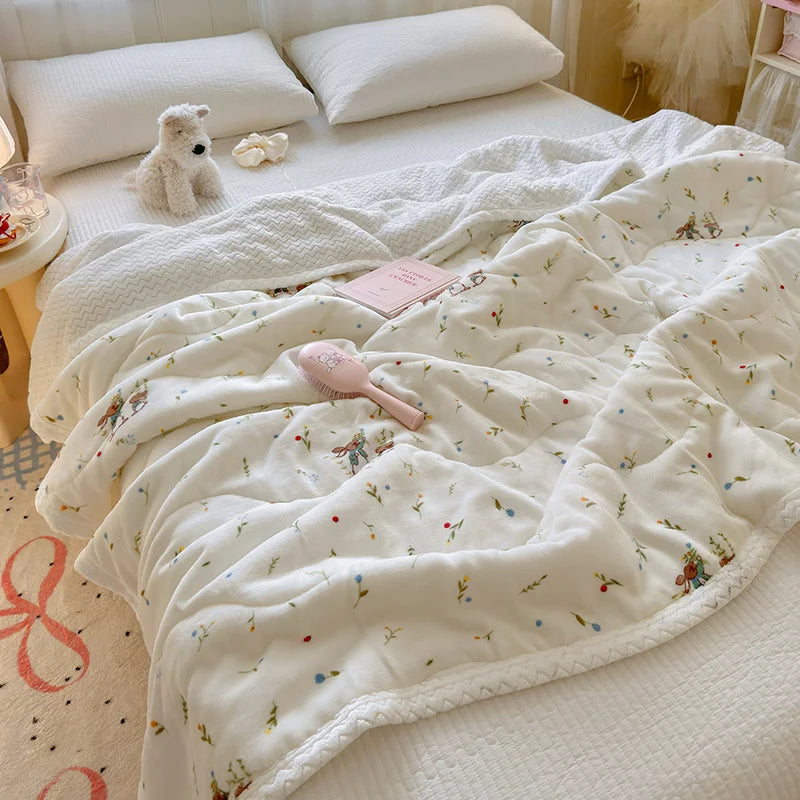High Gram Weight Modern Lamb Fleece Printed Anti-Pilling Antistatic Eco-Friendly Hypoallergenic 100% Polyester Knitted Throws