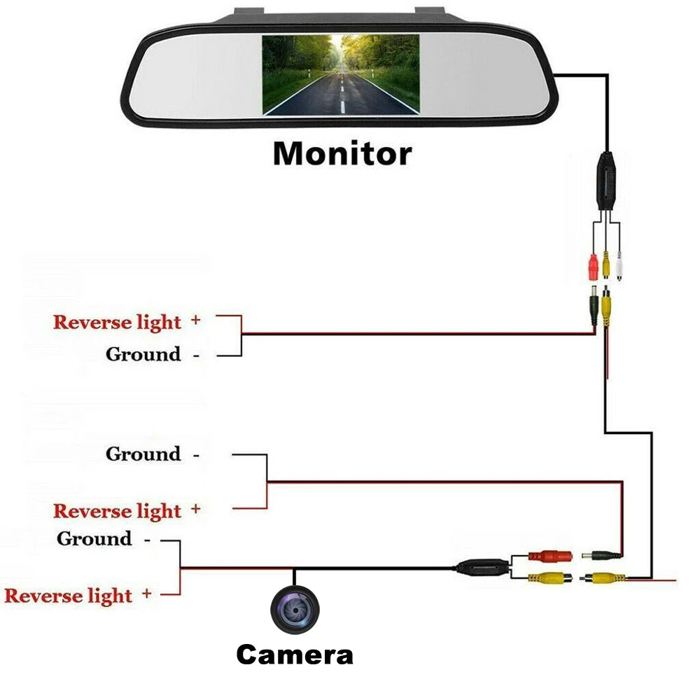 IPoster 2-In-1 4.3 Inch Car Rear View Mirror Monitor with 360 Car Rear View Backup Reversing Camera Night View Kit 12v Universal
