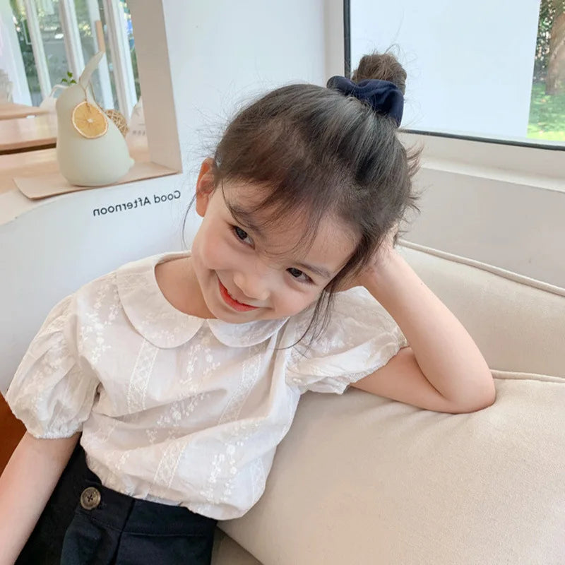 2026 Girl Cute Summer Blouse Kids Children Short Sleeve Shirt