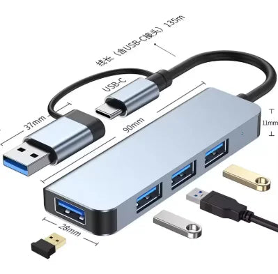 7 in 1 USB 3.0 Hub Dual Input USB Type C Splitter Multi Port USB Adapter With PD Charging for Laptop PC Phone