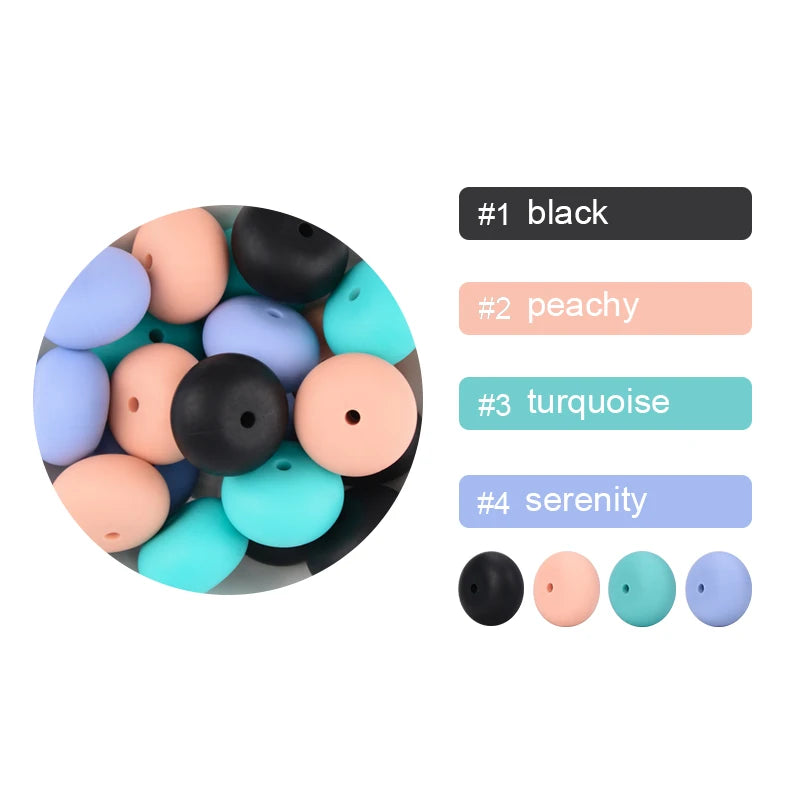 LOFCA 10pcs Abacus 19mm Silicone Teething Beads Beaded Necklace Silicone BPA Free Food Grade Chew Bead Baby Pacifier Chain