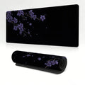 Dark Purple Cherry Blossom Desk Mat, Minimalist Japanese Aesthetic Large Extended Mouse Pad Smooth Surface Ordinateur Portable