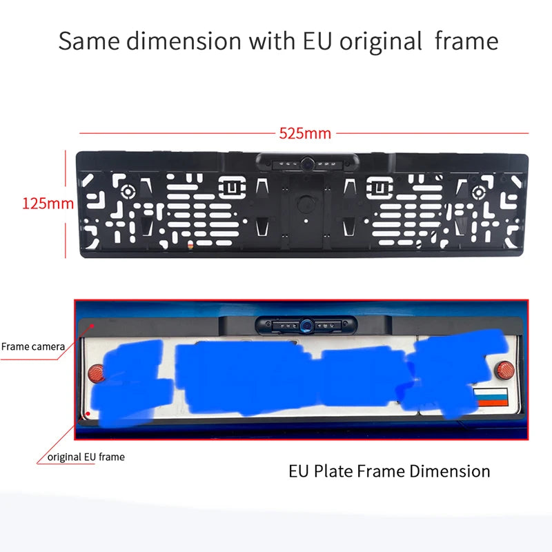 New Arrival!Dynamic Trajectory European License Plate Frame Rear View Camera System With Night Vision LED Lights