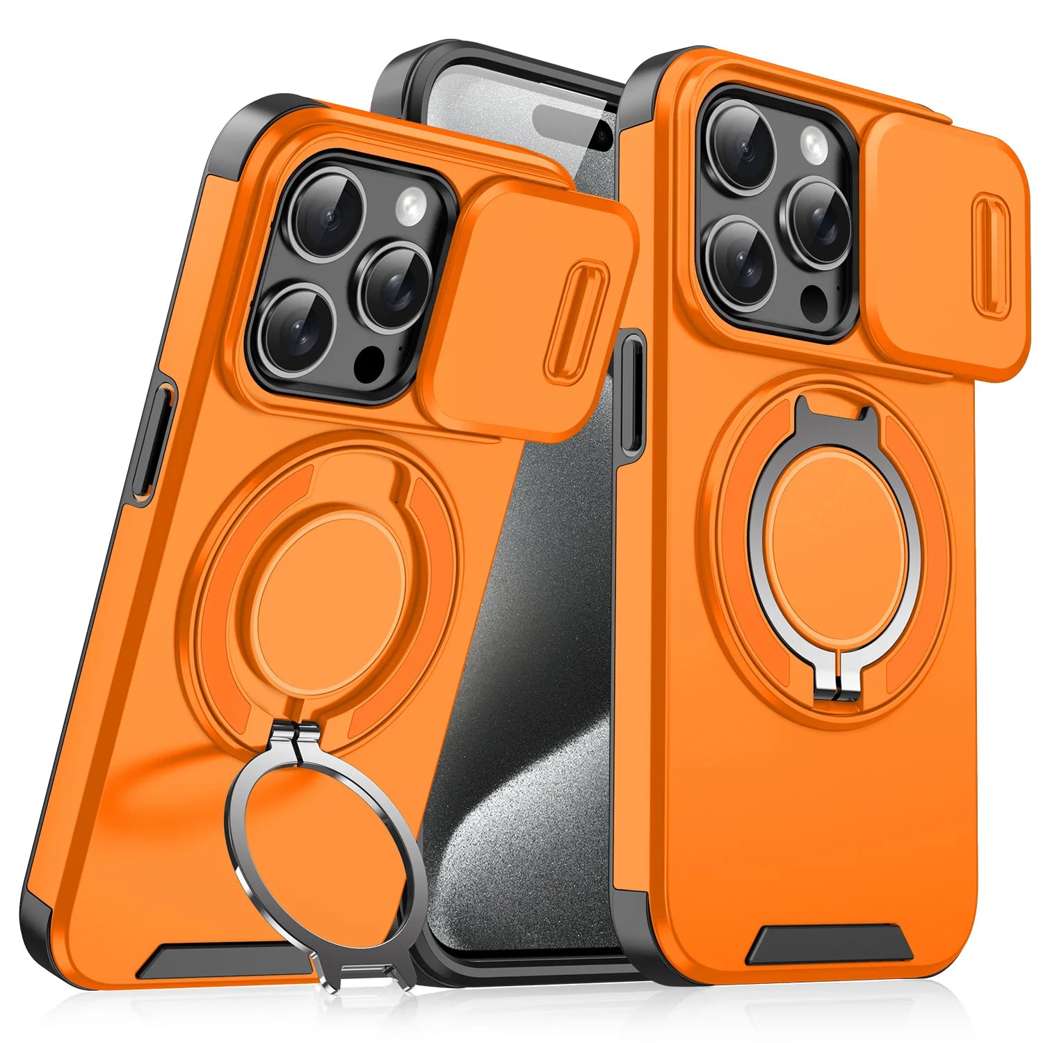 PremiumHeavy Duty Antishock Rotating Stand Phone Case for iPhone 16 Pro Max Magnetic Camera Sliding Cover Shockproof Case