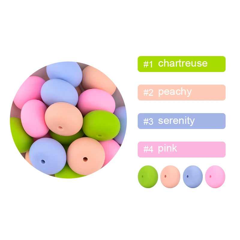 LOFCA 10pcs Abacus 19mm Silicone Teething Beads Beaded Necklace Silicone BPA Free Food Grade Chew Bead Baby Pacifier Chain
