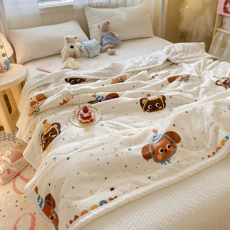 High Gram Weight Modern Lamb Fleece Printed Anti-Pilling Antistatic Eco-Friendly Hypoallergenic 100% Polyester Knitted Throws