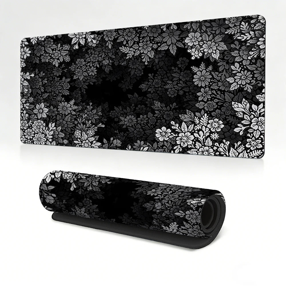 Dark Purple Cherry Blossom Desk Mat, Minimalist Japanese Aesthetic Large Extended Mouse Pad Smooth Surface Ordinateur Portable