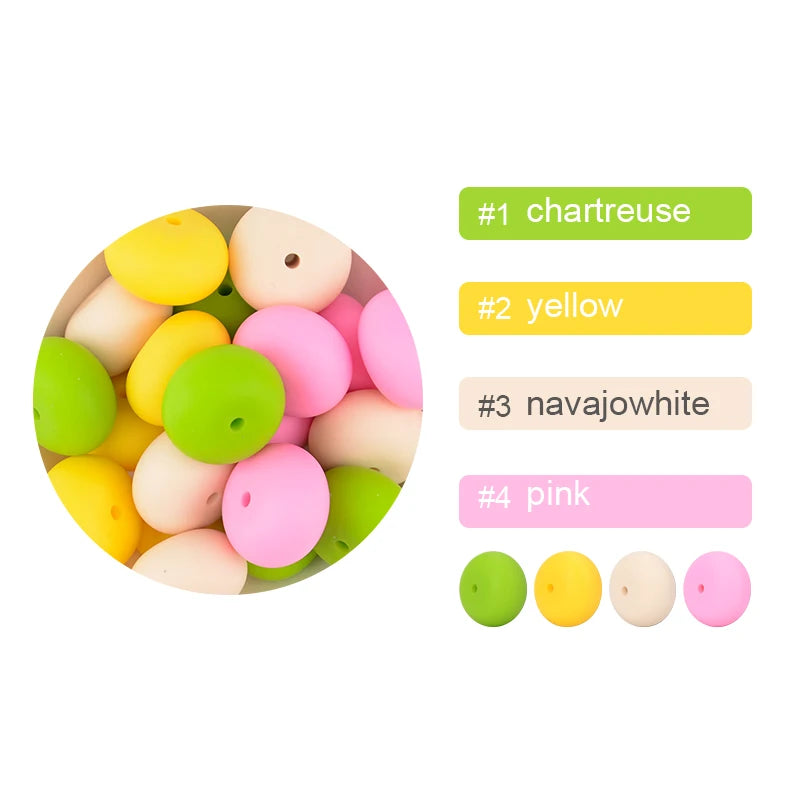 LOFCA 10pcs Abacus 19mm Silicone Teething Beads Beaded Necklace Silicone BPA Free Food Grade Chew Bead Baby Pacifier Chain