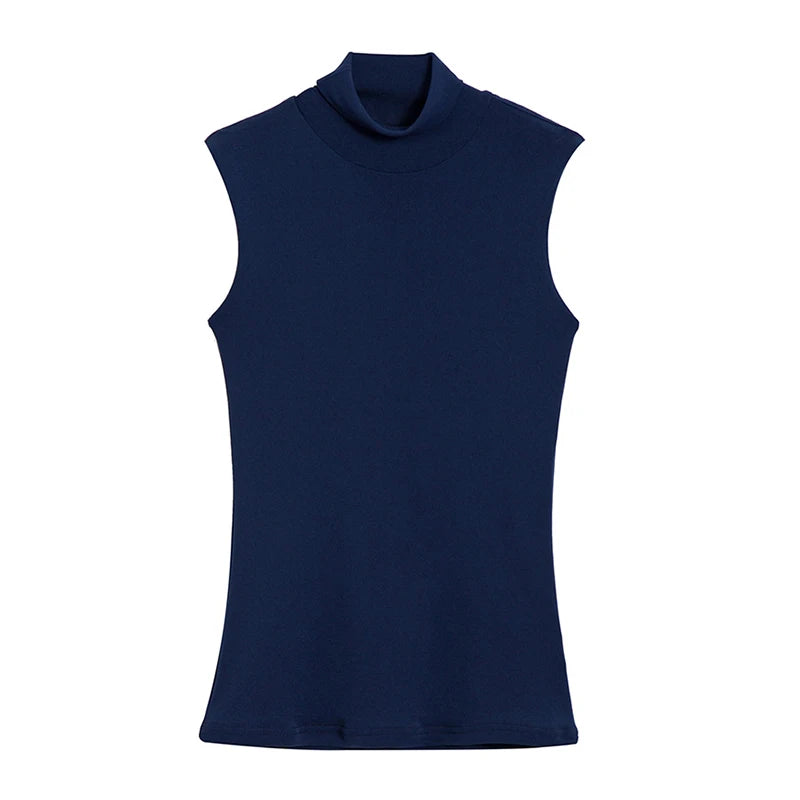 Summer Tops For Women 2026 Turtleneck Basic Sleeveless Lace Tank Tops Women Female Top Korean Tees Black White Blue