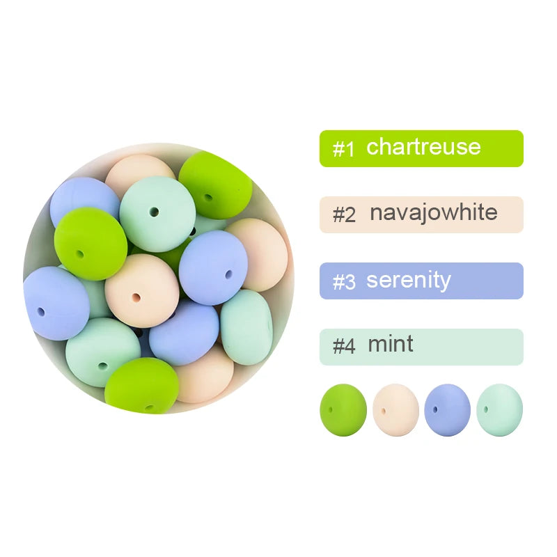 LOFCA 10pcs Abacus 19mm Silicone Teething Beads Beaded Necklace Silicone BPA Free Food Grade Chew Bead Baby Pacifier Chain