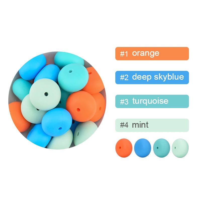 LOFCA 10pcs Abacus 19mm Silicone Teething Beads Beaded Necklace Silicone BPA Free Food Grade Chew Bead Baby Pacifier Chain