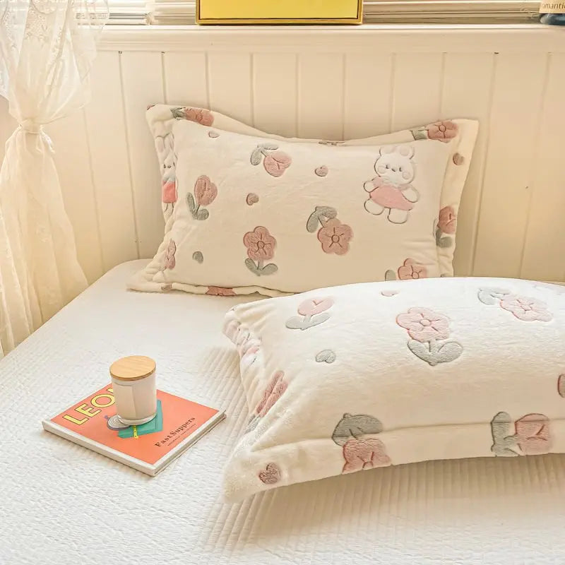 205 New Popular Double-Sided Coral Sherpa Flannel Blanket 100% Polyester Autumn Season Knitted Korean Style Festival Pattern