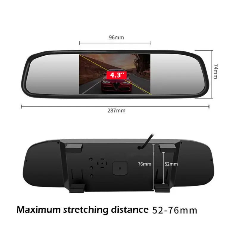 IPoster 2-In-1 4.3 Inch Car Rear View Mirror Monitor with 360 Car Rear View Backup Reversing Camera Night View Kit 12v Universal