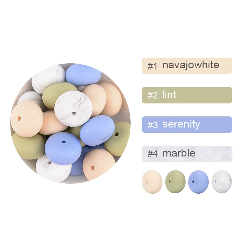 LOFCA 10pcs Abacus 19mm Silicone Teething Beads Beaded Necklace Silicone BPA Free Food Grade Chew Bead Baby Pacifier Chain
