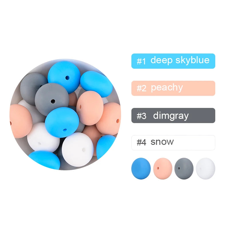 LOFCA 10pcs Abacus 19mm Silicone Teething Beads Beaded Necklace Silicone BPA Free Food Grade Chew Bead Baby Pacifier Chain