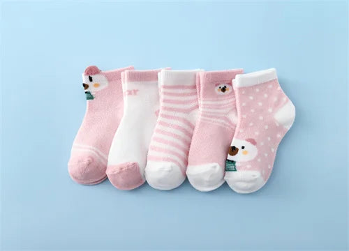 Lawadka 5Pairs/set New Summer Thin Newborn Baby Boys Girls Socks Cotton Infant Floor Sock Casual Cartoon Toddler 0-24Month