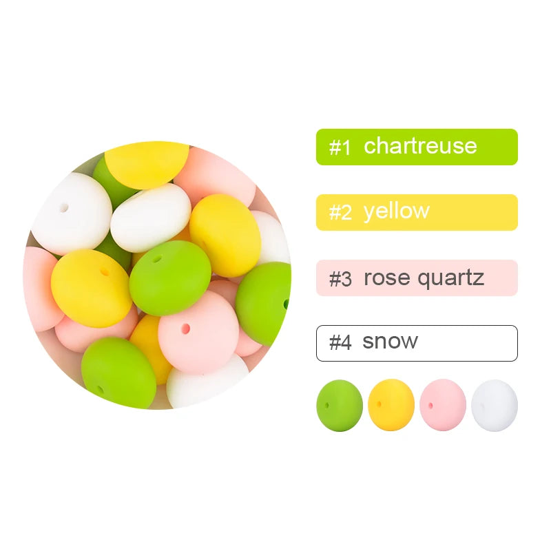 LOFCA 10pcs Abacus 19mm Silicone Teething Beads Beaded Necklace Silicone BPA Free Food Grade Chew Bead Baby Pacifier Chain
