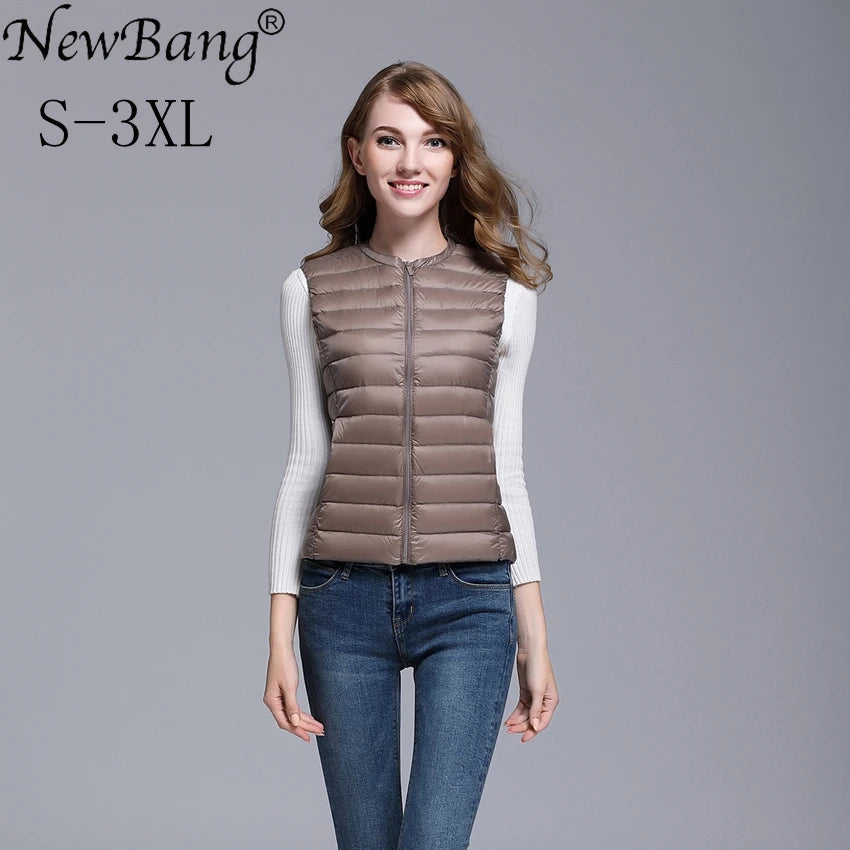 NewBang Vest Of Women Ultra Light Down Vests Portable Sleeveless Female Windbreaker Warm Waistcoat O-Neck Collar Winter Liner