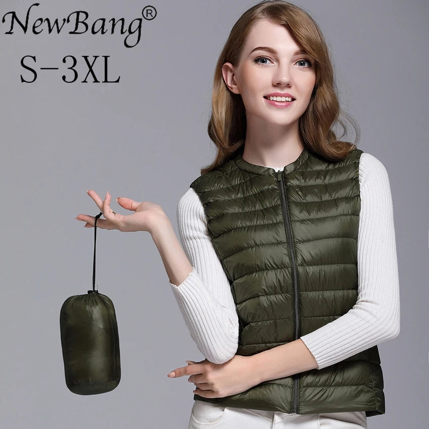 NewBang Vest Of Women Ultra Light Down Vests Portable Sleeveless Female Windbreaker Warm Waistcoat O-Neck Collar Winter Liner