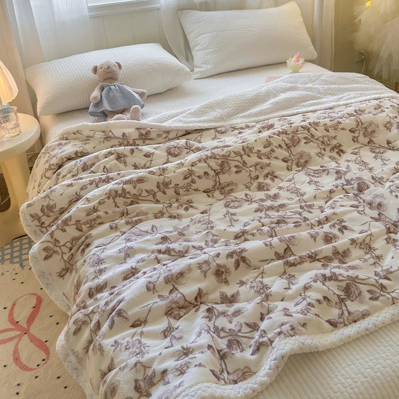 High Gram Weight Modern Lamb Fleece Printed Anti-Pilling Antistatic Eco-Friendly Hypoallergenic 100% Polyester Knitted Throws