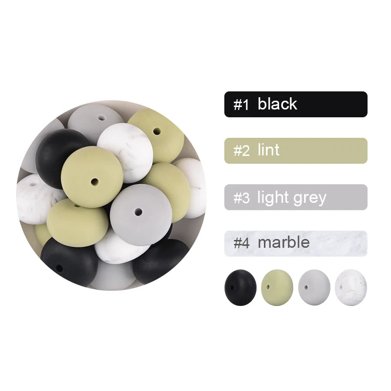 LOFCA 10pcs Abacus 19mm Silicone Teething Beads Beaded Necklace Silicone BPA Free Food Grade Chew Bead Baby Pacifier Chain