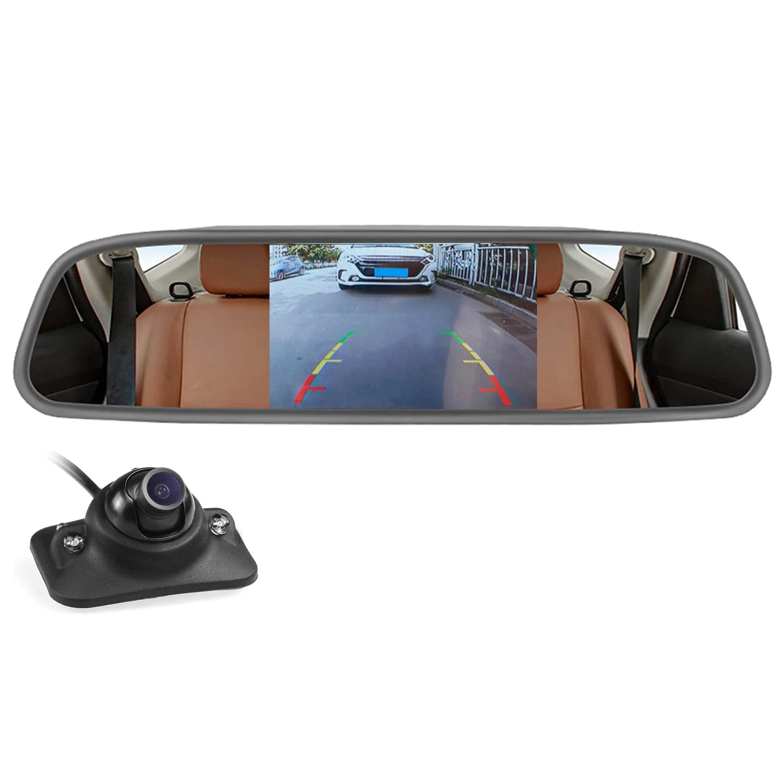 IPoster 2-In-1 4.3 Inch Car Rear View Mirror Monitor with 360 Car Rear View Backup Reversing Camera Night View Kit 12v Universal
