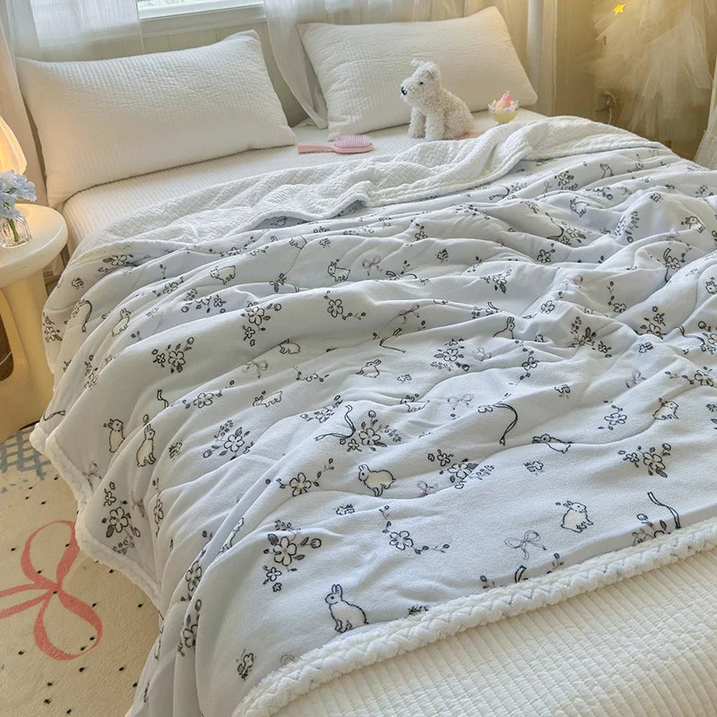 High Gram Weight Modern Lamb Fleece Printed Anti-Pilling Antistatic Eco-Friendly Hypoallergenic 100% Polyester Knitted Throws