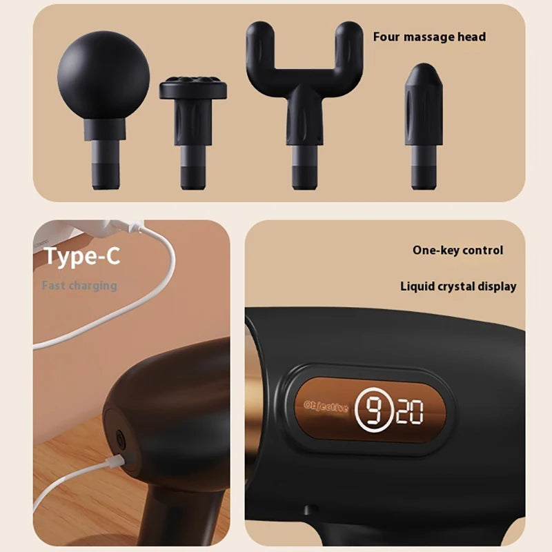 Hot Selling Professional 2-Head Deep Tissue Fascia Massage Gun for Neck/Shoulders/Waist/Legs Pain Relief Massage Gun