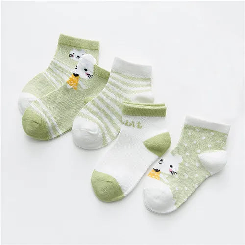 5Pairs/pack Baby Boys Girls Socks For Newborn Spring Summer Mesh Thin Cartoon Infant Toddler Girl Boy Socks For Baby 0-24Month