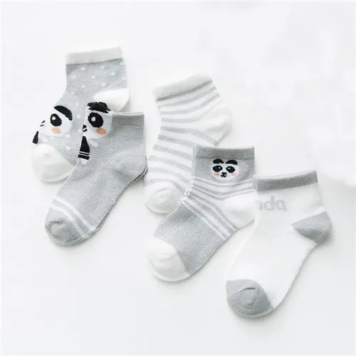 5Pairs/pack Baby Boys Girls Socks For Newborn Spring Summer Mesh Thin Cartoon Infant Toddler Girl Boy Socks For Baby 0-24Month