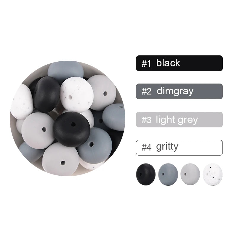 LOFCA 10pcs Abacus 19mm Silicone Teething Beads Beaded Necklace Silicone BPA Free Food Grade Chew Bead Baby Pacifier Chain