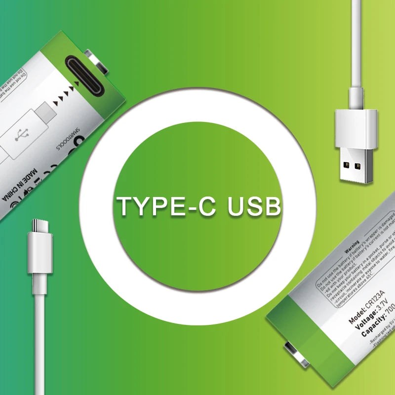 Original USB Smartoools Lithium Ion 3.7V 700mAh Cylindrical LiCoO2 Cathode Battery Pack CR123A 1200 Cycles for Electric Vehicles