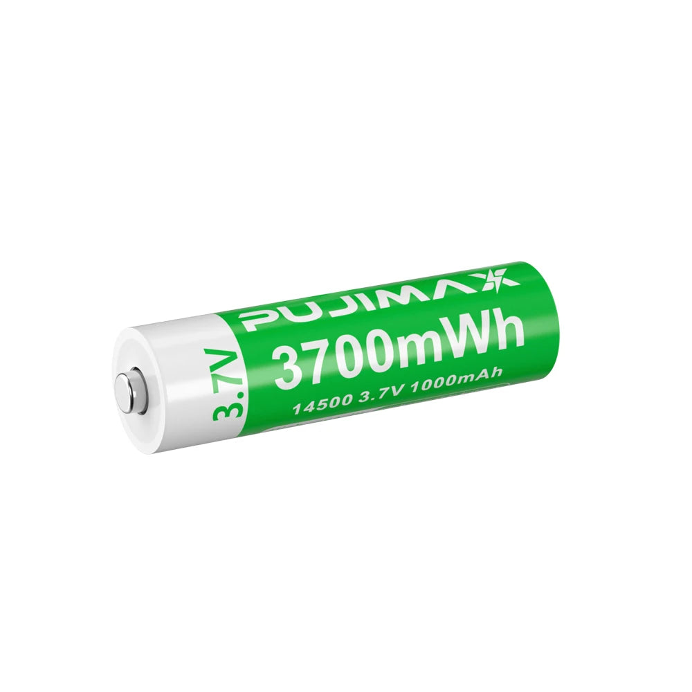 PUJIMAX Hot Selling 14500 3.7v USB Li-ion Battery 3700mwh Rechargeable Lithium Ion Cell Battery for Flashlights, Headlamps