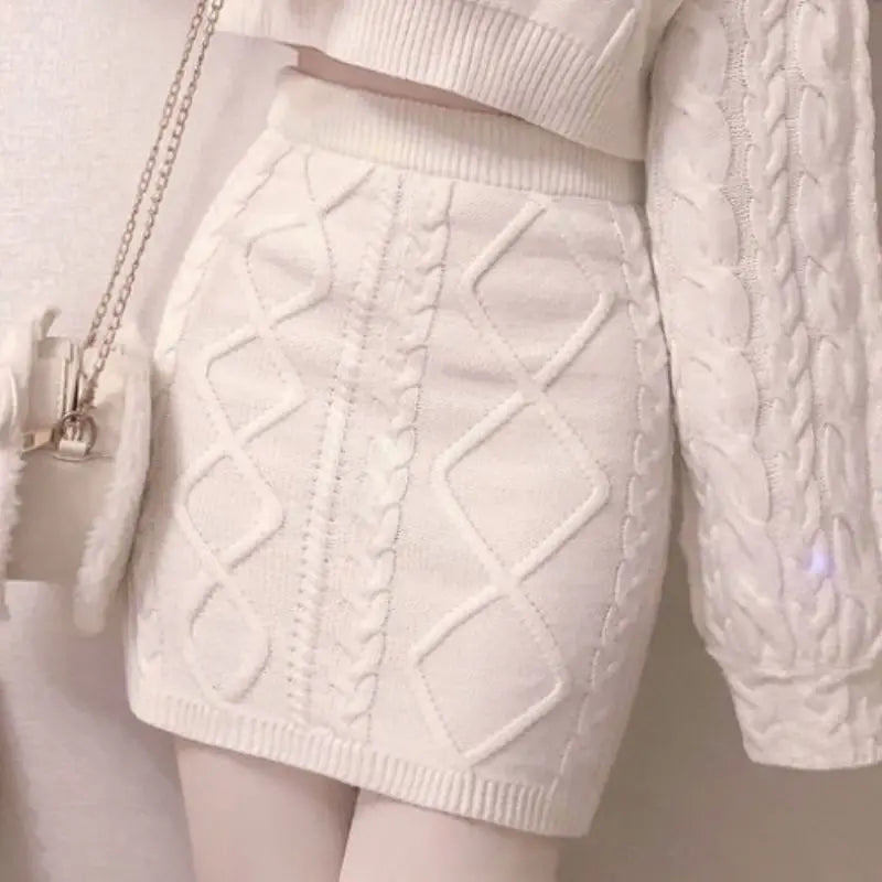 Joinyouth Japanese Fashion Suit Two Piece Set Women Ribbed Cropped Pullovers Bodycon Mini Skirt Ropa Mujer Knitted 2 Piece Set