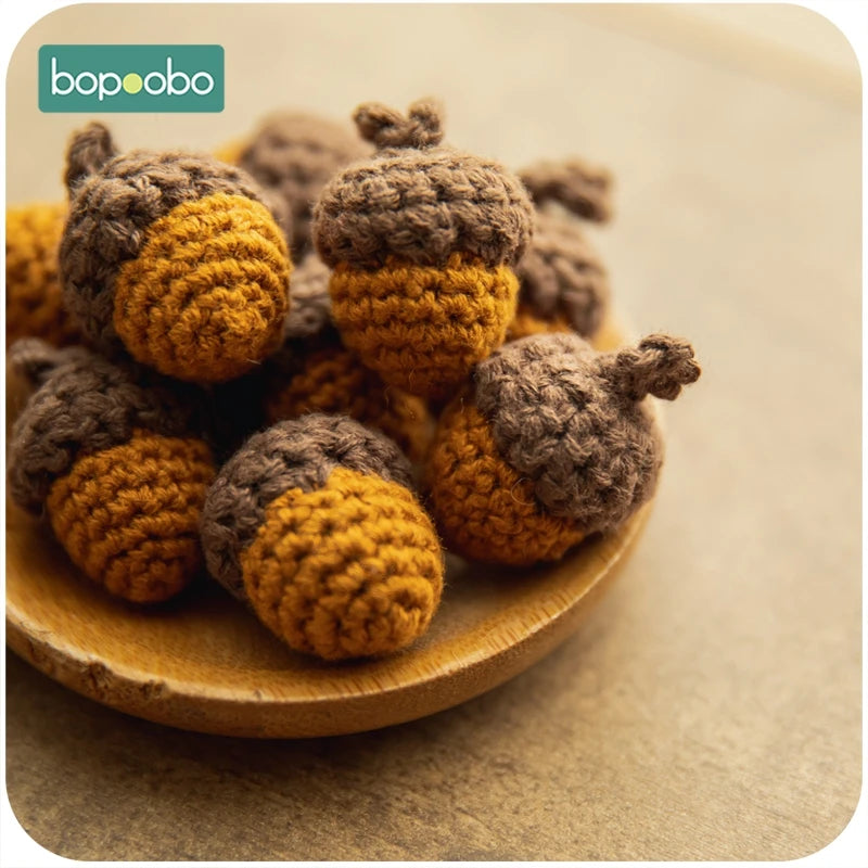 Bopoobo 1/5pc Wooden Crochet Beads Panda Chewable Beads DIY Wooden Teething Knitting Beads Jewelry Crib Sensory Toy Baby Teether