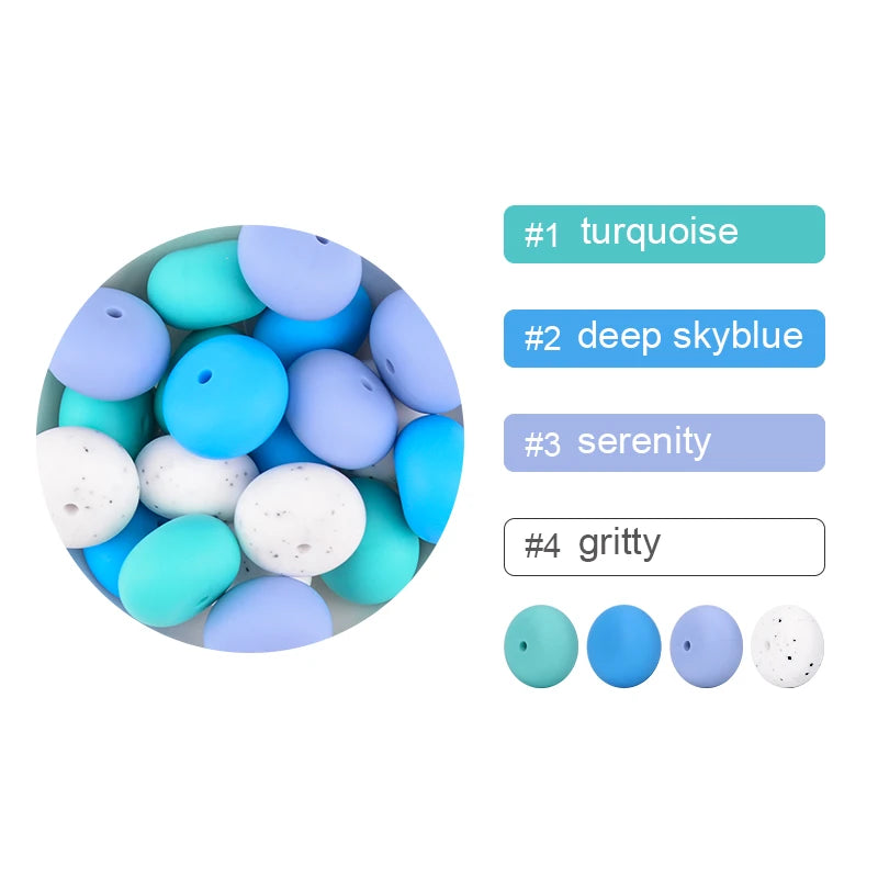 LOFCA 10pcs Abacus 19mm Silicone Teething Beads Beaded Necklace Silicone BPA Free Food Grade Chew Bead Baby Pacifier Chain
