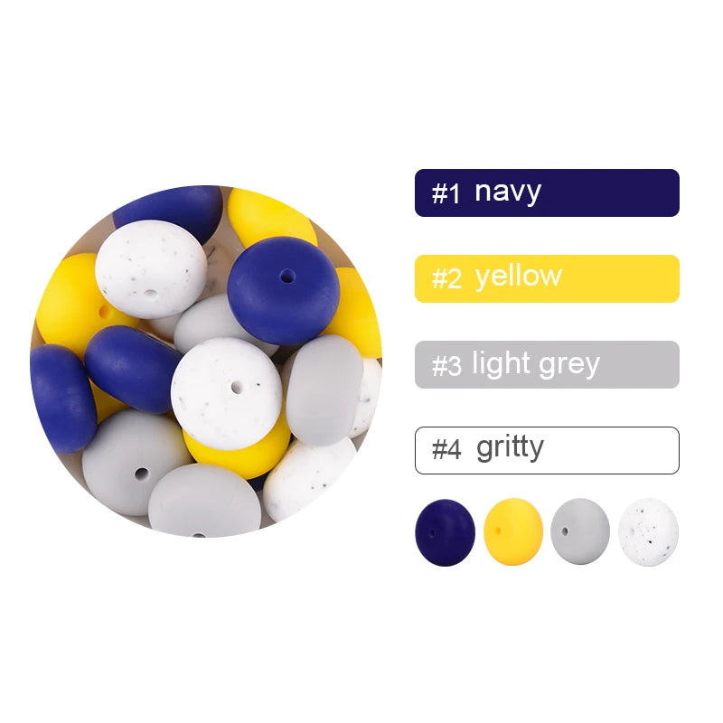 LOFCA 10pcs Abacus 19mm Silicone Teething Beads Beaded Necklace Silicone BPA Free Food Grade Chew Bead Baby Pacifier Chain