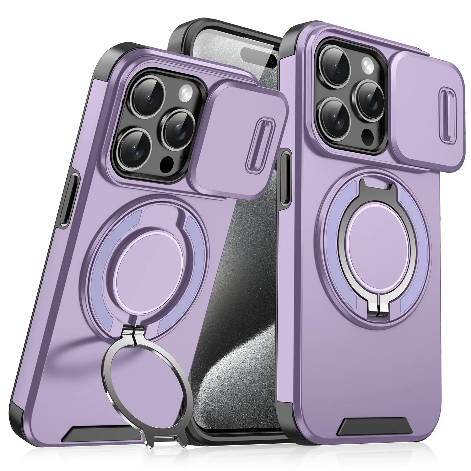 PremiumHeavy Duty Antishock Rotating Stand Phone Case for iPhone 16 Pro Max Magnetic Camera Sliding Cover Shockproof Case