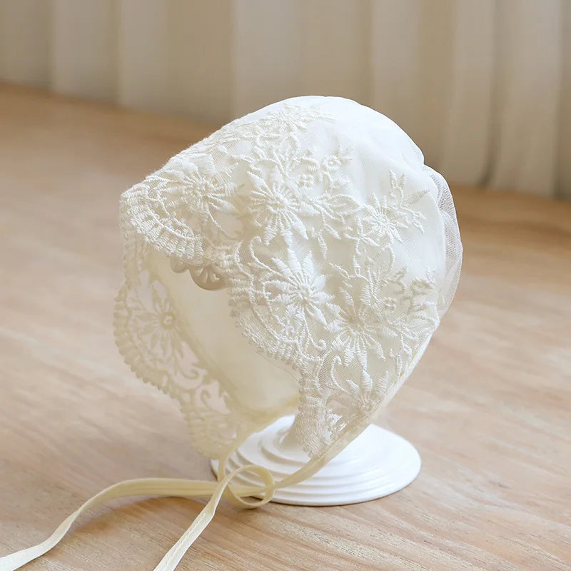 Lace Ruffle Baby Girl Bonnet Hat Spring Summer Breathable Mesh Kids Hat Sweet Princess Adjustable Beanies Hat for Newborn Infant